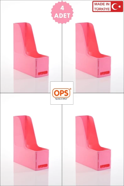 Ops MG 101 MAGAZİNLİK 4'LÜ SET A4 DEMONTE PLASTİK DİKEY KLASÖR ARŞİV KUTUSU ORGANİZER SAKLAMA DEPOLAMA ürün görseli 1
