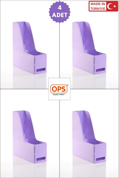 Ops MG 101 MAGAZİNLİK 4'LÜ SET A4 DEMONTE PLASTİK DİKEY KLASÖR ARŞİV KUTUSU ORGANİZER SAKLAMA DEPOLAMA ürün görseli 1