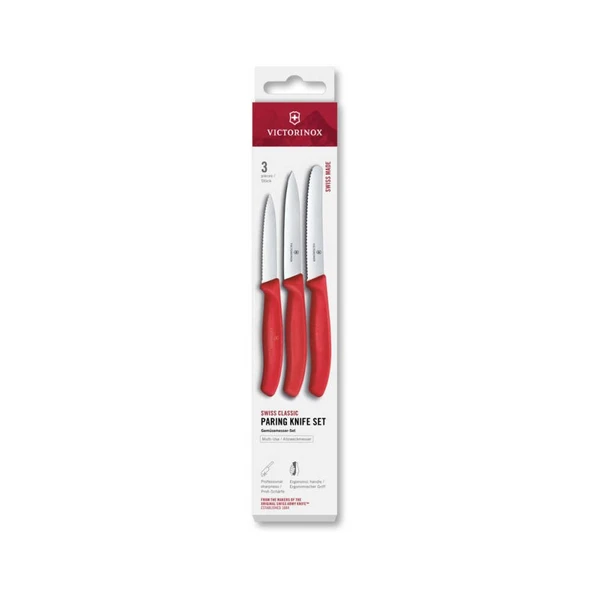 Victorinox Üçlü Soyma Bıçağı Seti 6.7111.34C1 Kırmızı ürün görseli 1