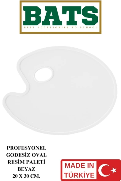 BATS PROFESYONEL GODESİZ OVAL RESİM PALETİ BEYAZ 20 X 30 CM. ürün görseli 1