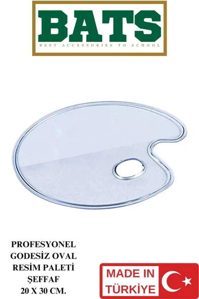 BATS PROFESYONEL GODESİZ OVAL RESİM PALETİ ŞEFFAF 20 X 30 CM. AKRİLİK ürün görseli 1