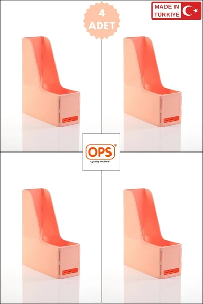 Ops MG 101 MAGAZİNLİK 4'LÜ SET A4 DEMONTE PLASTİK DİKEY KLASÖR ARŞİV KUTUSU ORGANİZER SAKLAMA DEPOLAMA ürün görseli 1