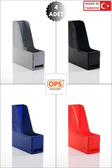 Ops MG 101 MAGAZİNLİK 4'LÜ SET A4 DEMONTE PLASTİK DİKEY KLASÖR ARŞİV KUTUSU ORGANİZER SAKLAMA DEPOLAMA ürün görseli 1