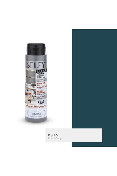 Rich Selfy Decor Vernikli Mobilya Boyası 500ml Royal Gri N09593 ürün görseli 1