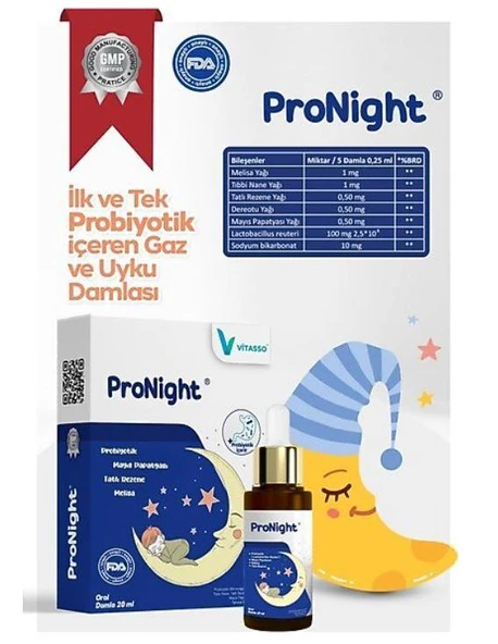 Pronight Baby Bebekler için Bitkisel Probiyotik, Doğal Rahatlatıcı ve Uyku Desteği 20 ml Şişe Damla Takviye Gıda ürün görseli 1