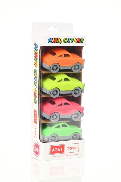 ATAY TOYS MINIQ CITY CAR AUTO NEON 4’LÜ SET OYUNCAK ARABA ürün görseli 1