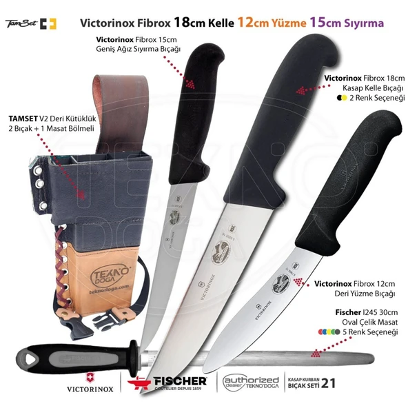 Victorinox Fibrox 18cm Kelle Bıçaklı Kurban Seti 21 V1803DX2 ürün görseli 1