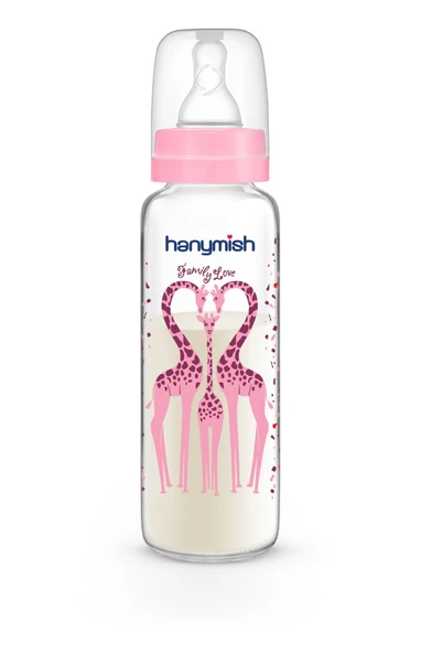 Hanymish Cam Biberon 240 ml 0-6 Ay - Pembe ürün görseli 1