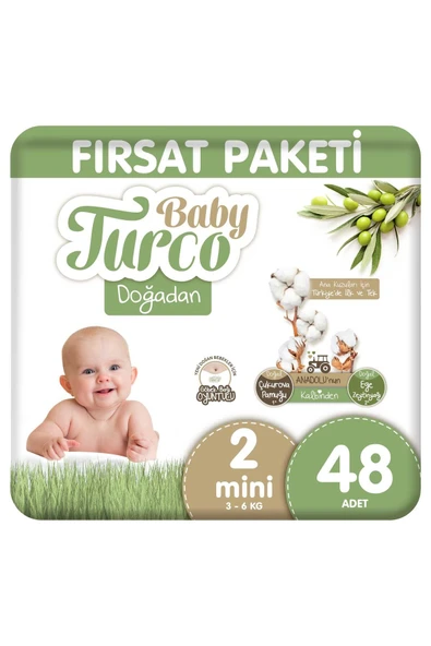 Baby Turco Doğadan Fırsat Paketi Bebek Bezi 2 Numara Mini 48 Adet ürün görseli 1