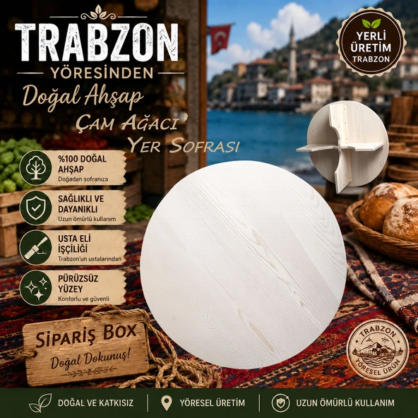 Doğal Masif Çam Çok Amaçlı Ahşap Yer Sofrası ürün görseli 1