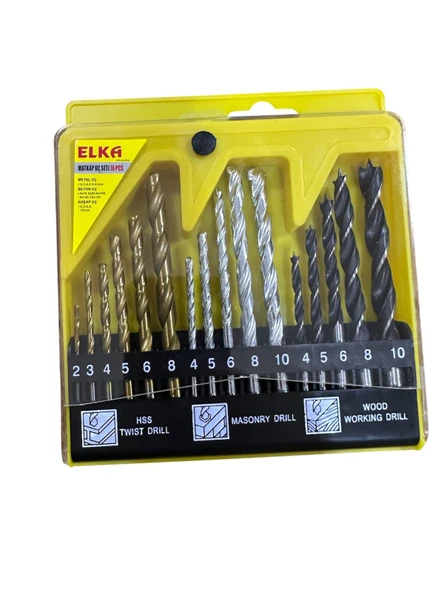 ELKA 16 Parça Matkap Ucu Seti Metal, Beton ve Ahşap İçin Çok Amaçlı Delme Seti ürün görseli 1