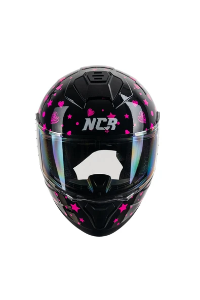 KASK KAPALI 802 ÇOCUK ECE BELGELİ- SİYAH PEMBE QUEEN GRAFİK ürün görseli 1