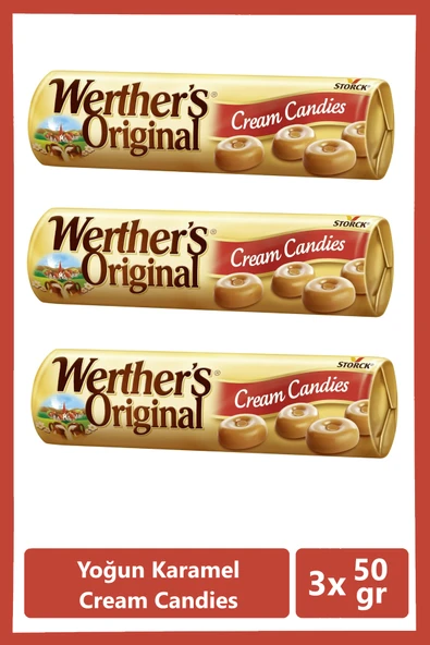 Werther's Original Cream Candies Klasik Tereyağlı Karamel Şeker 50 gr x 3 Adet ürün görseli 1