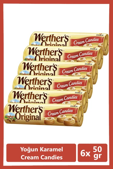 Werther's Original Cream Candies Klasik Tereyağlı Karamel Şeker 50 gr x 6 Adet ürün görseli 1