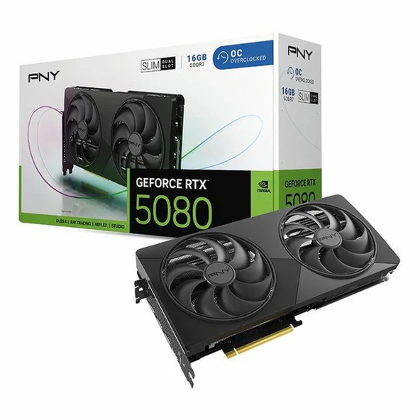 PNY Dual-Fan Slim GeForce RTX 5080 OC 16GB GDDR7 256Bit HDMI/DP Ekran Kartı ürün görseli 1