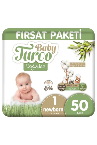 Baby Turco Doğadan Fırsat Paketi Bebek Bezi 1 Numara Newborn 50 Adet ürün görseli 1