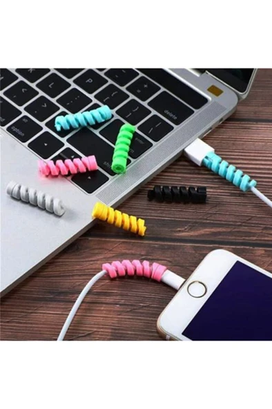 Spiral Kablo Koruyucu Silikon Set Şarj Kablosu Kulaklık Kablosu Koruyucu ürün görseli 1
