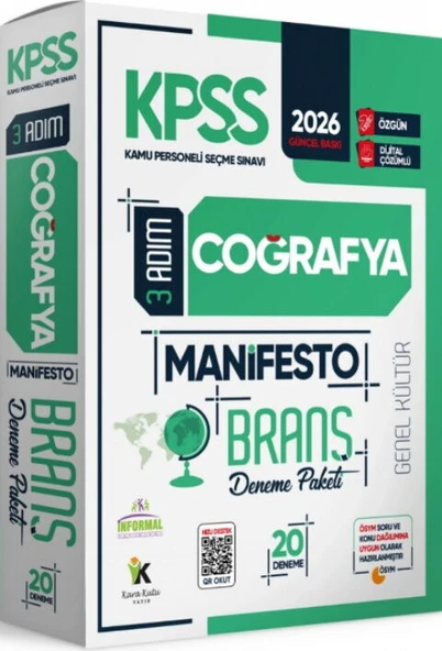 İnformal Yayınları 2026 KPSS Genel Kültür 3 Adım Coğrafya Manifesto Branş 20 Deneme ürün görseli 1