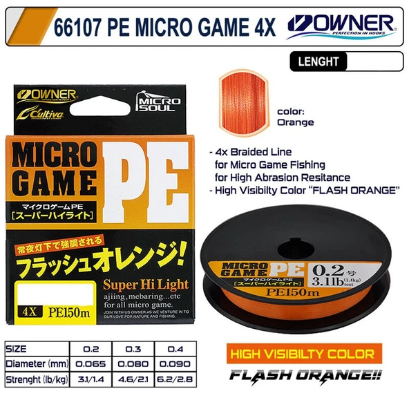 Owner Cultiva 66107 Micro Game  PE 4x 150mt Orange İp Misina ürün görseli 1