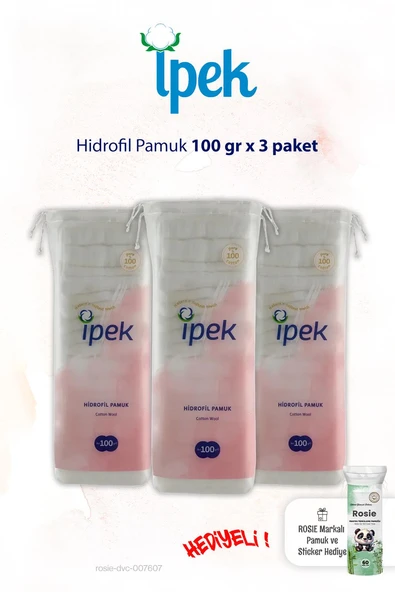 İpek 100 gr x 3 Paket Hidrofil Pamuk ve ROSIE ürün görseli 1