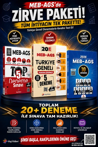 Dizgi Kitap 2026 AGS Türkiye Geneli 5 Deneme & AGS TOP 5 Deneme & AGS Tüm Dersler 10 Deneme Tekrar Akademi Seti ürün görseli 1