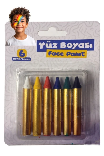 Yüz Boyası 6 Renk 1 Paket Bubu Face Paint Yüz Boyası Canlı Renkler Sağlığa Zararsız Kreş Okul Öncesi ürün görseli 1