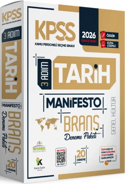 İnformal Yayınları 2026 KPSS Genel Kültür 3 Adım Tarih Manifesto Branş 20 Deneme ürün görseli 1