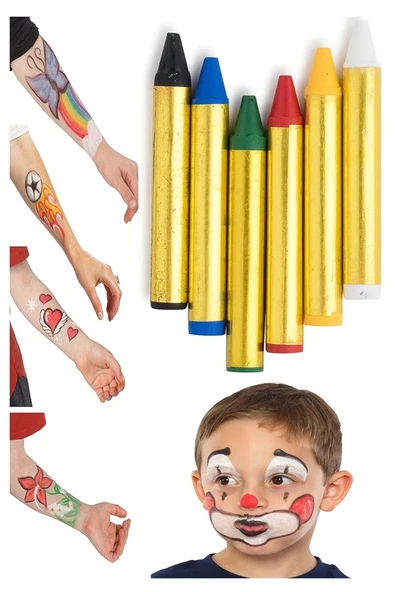 Yüz Boyası 6 Renk 1 Paket Bubu Face Paint Yüz Boyası Canlı Renkler Sağlığa Zararsız Kreş Okul Öncesi ürün görseli 1