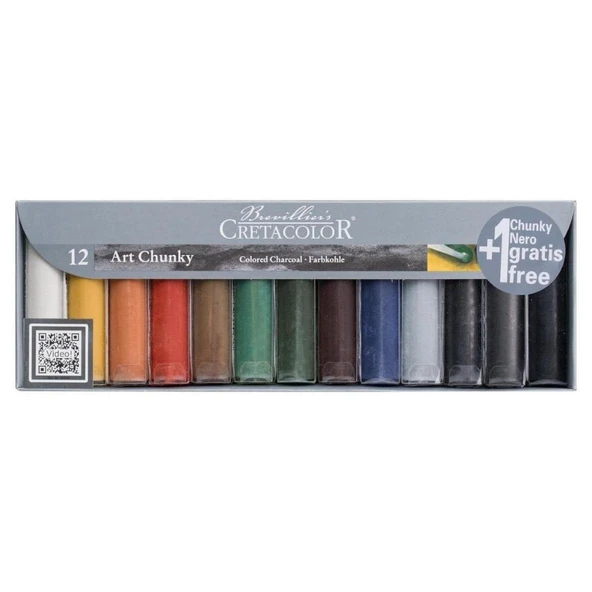 Cretacolor Art Chunky Colored Charcoal Renkli Kömür Çubuk Seti 12 Renk 49799 ürün görseli 1