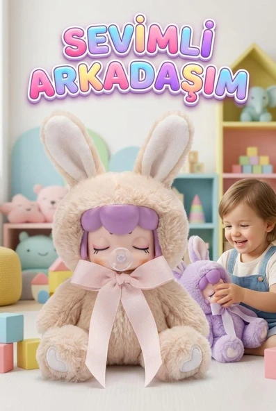 Nansi Shining Figür Bebek Işıltılı Emzikli Sevimli Kostümlü Kurdeleli Peluş Oyuncak Bebek ürün görseli 1
