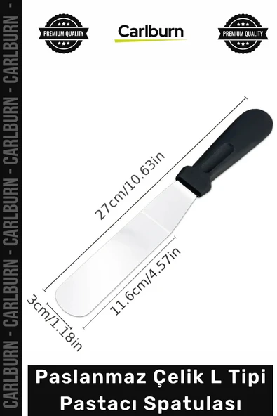 Özel Üretim Profesyonel Mutfak Ekipmanı Ergonomik Saplı Paslanmaz Çelik L Tipi Pastacı Spatulası ürün görseli 1