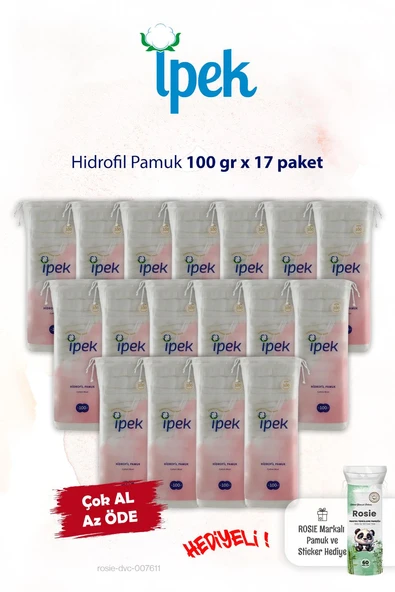 17 Paket İpek Hidrofil Pamuk 100 gr. ve ROSIE ürün görseli 1