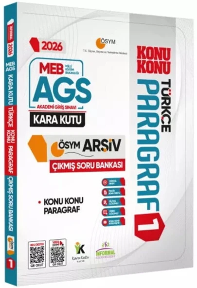 İnformal Yayınları 2026 MEB AGS Türkçenin Kara Kutusu Paragraf 1 Konu Konu ÖSYM Çıkmış Soru Bankası ürün görseli 1