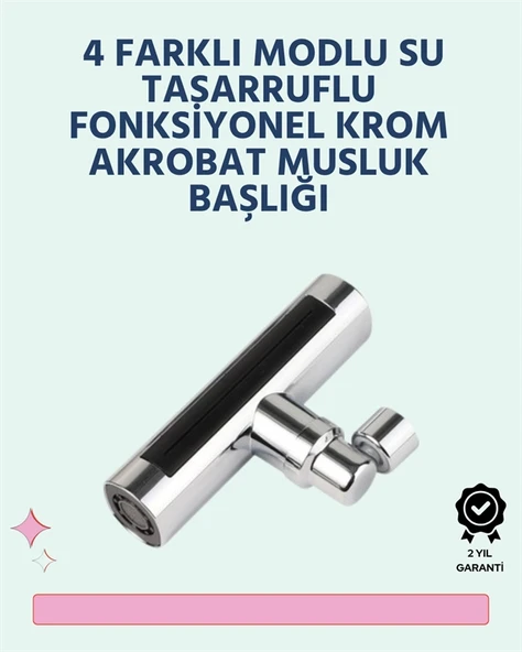 Krom Kaplamalı Çok Fonksiyonlu Musluk Başlığı | Paslanmaz Malzeme ürün görseli 1