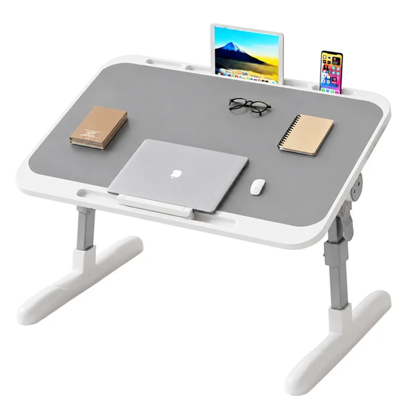 Sunup SN-29698 Çok Fonksiyonlu Katlanabilir Yatak Koltuk Laptop Masası Yükseklik Ve Açı Ayarlı Gri 60X40cm ürün görseli 1