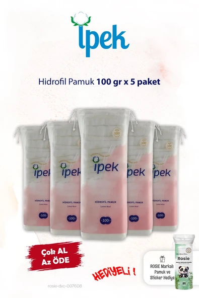 İpek 5'li Hidrofil Pamuk 100 gr ve ROSIE ürün görseli 1