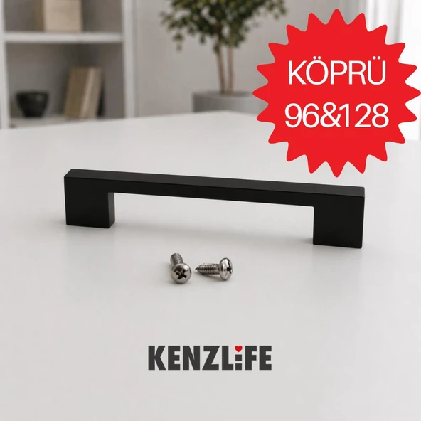 Kenzlife mobilya kulpu köprü 96-128 mm siyah plastik dolap kulbu 01 adet kulp gardırop vida dahildir ürün görseli 1
