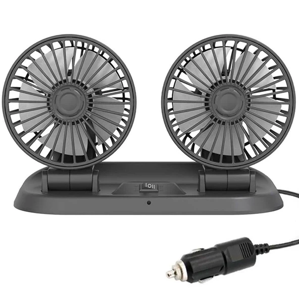 Powermaster Fan10 12 Volt Dc Çakmaklıklı Mini 2Li Plastik Araç Fanı ürün görseli 1