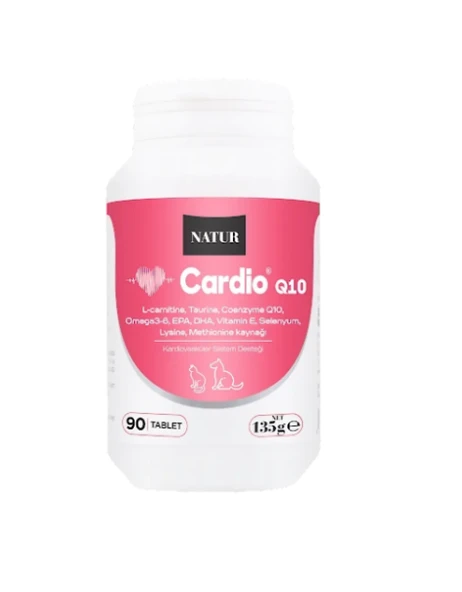 Natur Cardio Q10 Yaşlı ve Kalp Hassasiyeti Olan Kedi/Köpekler İçin Güçlü Kalp Kası Destek Tableti 90'lı ürün görseli 1