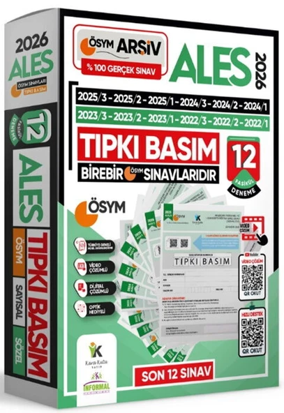 İnformal Yayınları 2026 ALES ÖSYM Tıpkı Basım Çıkmış Soru 12 li Deneme ürün görseli 1