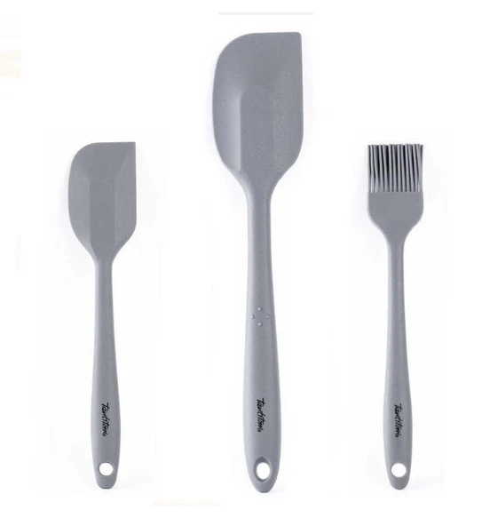 TANTİTONİ GRİ  RENKLİ 3 LÜ SİLİKON SPATULA VE FIRÇA SETİ ürün görseli 1