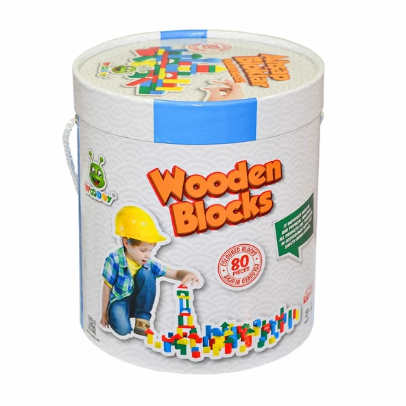 KR014 Woodoy 80 Parça Büyük Kovalı Bloklar ürün görseli 1