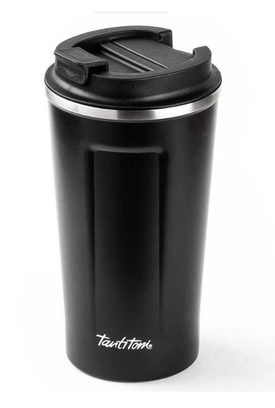 TANTİTONİ SİYAH COFFEE YAZILI PASLANMAZ ÇELİK TERMOS BARDAK 500 ML ürün görseli 1