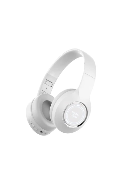 ACL ABK-09 RhythmSerisi RGB Işıklı Hi-Fi Stereo Kablosuz Kulak Üstü Kulaklık – SD Kart Girişli Beyaz ürün görseli 1