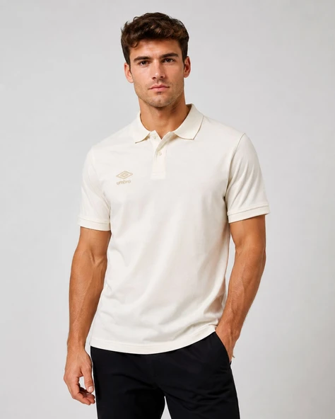 UMBRO Lotus Kamp Erkek Ekru Pamuklu Polo Spor Tişört TF0530 ürün görseli 1