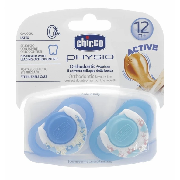 Chicco 2 li Physio Kauçuk Emzik 12 ay+ Erkek ürün görseli 1