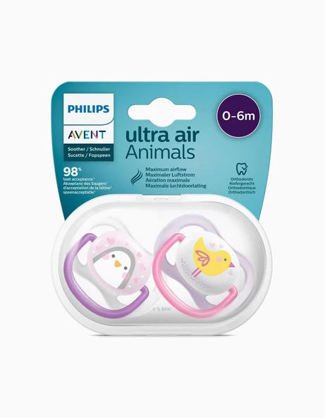 Philips Avent Ultra Air Animals 2li Emzik 0-6 Ay - Kız ürün görseli 1