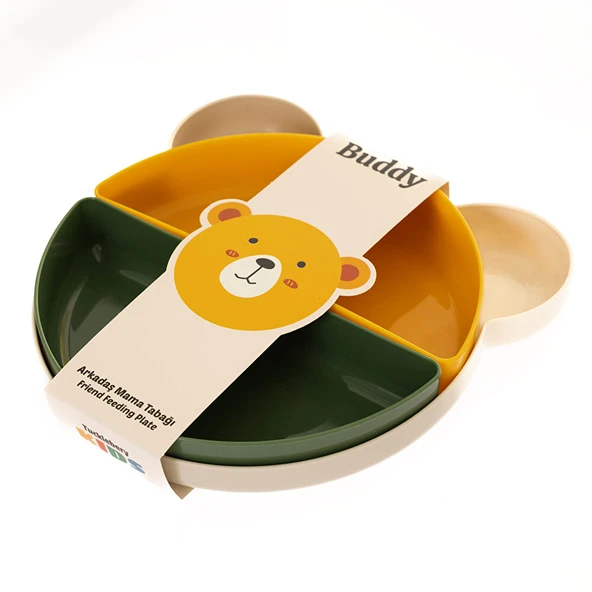 Buddy Mama Tabağı - 5 Parça Bej-Yeşil-Sarı (3 ADET) - Resim 2
