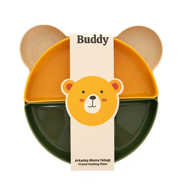 Buddy Mama Tabağı - 5 Parça Bej-Yeşil-Sarı (4 ADET) ürün görseli 1