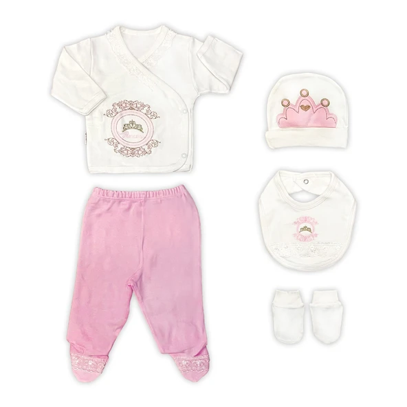 Sema Baby Prenses Lüks 5 Parça Hastane Çıkışı Zıbın Seti ürün görseli 1